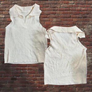 Cream/white collared tank top